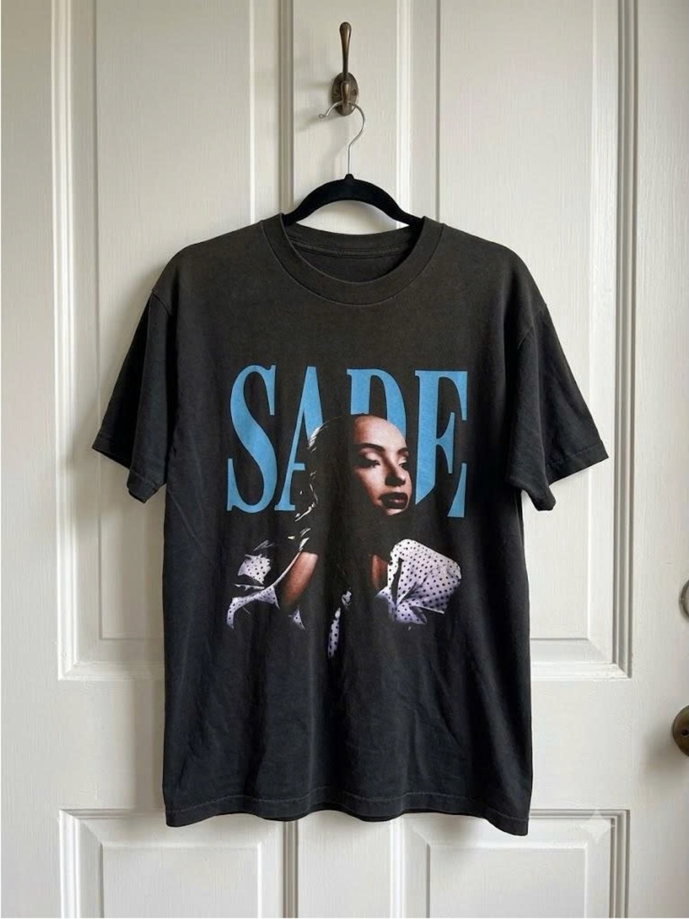 Vintage Black Tee with Blue SADE Portrait